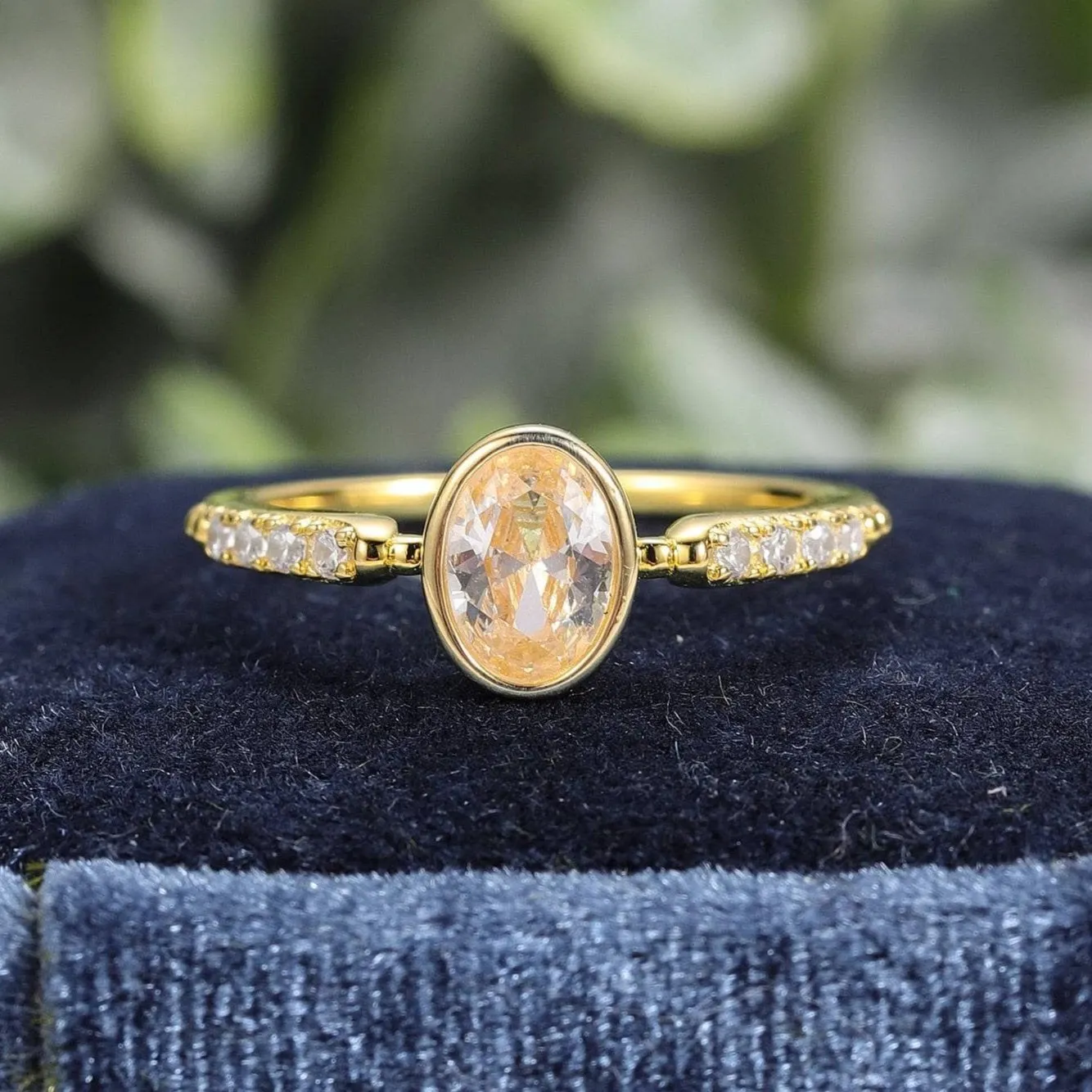 1.12 Ct Oval Cut Diamond Bezel Setting Engagement Ring
