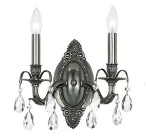 2 Light Pewter Crystal Sconce Draped In Clear Swarovski Strass Crystal - C193-5562-PW-CL-S
