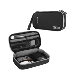 (24x12x5cm) Universal Nylon Travel Organizer Bag with Zipper for Smartphone - Black / Grey
