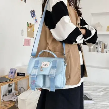 Beary Cute: Kawaii Embroidered Satchel Bag - Kawaii Bags