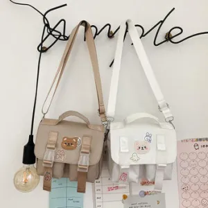 Beary Cute: Kawaii Embroidered Satchel Bag - Kawaii Bags