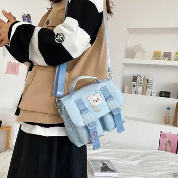 Beary Cute: Kawaii Embroidered Satchel Bag - Kawaii Bags