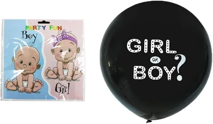 Black Gender Reveal Balloons 36-Inch Perfect for Baby Boy or Girl Shower (Girl & Boy)