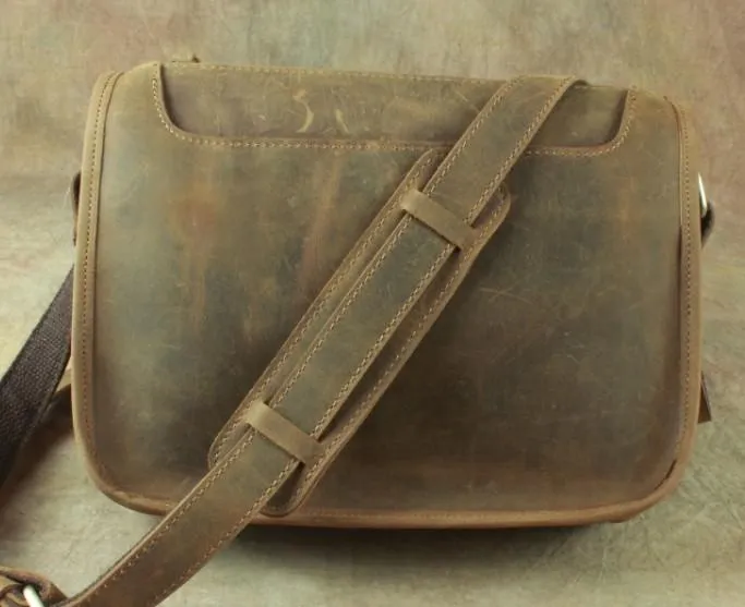 Casual Leather Brown Mens Vintage 10inch Side Bag Messenger Bag Shoulder Bags For Men