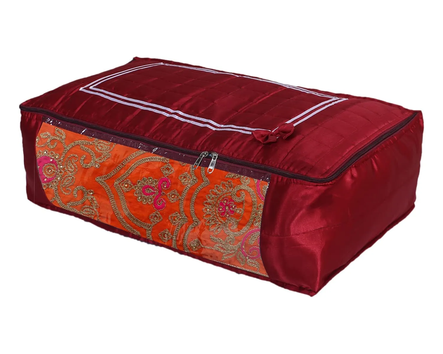 Kuber Industries 2 Piece Polka Dots Large PVC Transparent Saree Cover Cloth Cover Lahenga Cover Storage Bag, Extra Large (Gold) - CTKTC22779