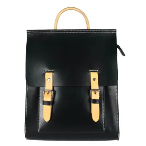Ladies Square Genuine Leather Backpack Bag Purse Vintage Backpack for Women