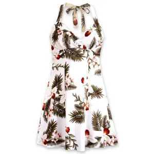 Moon White Napali Hawaiian Halter Dress