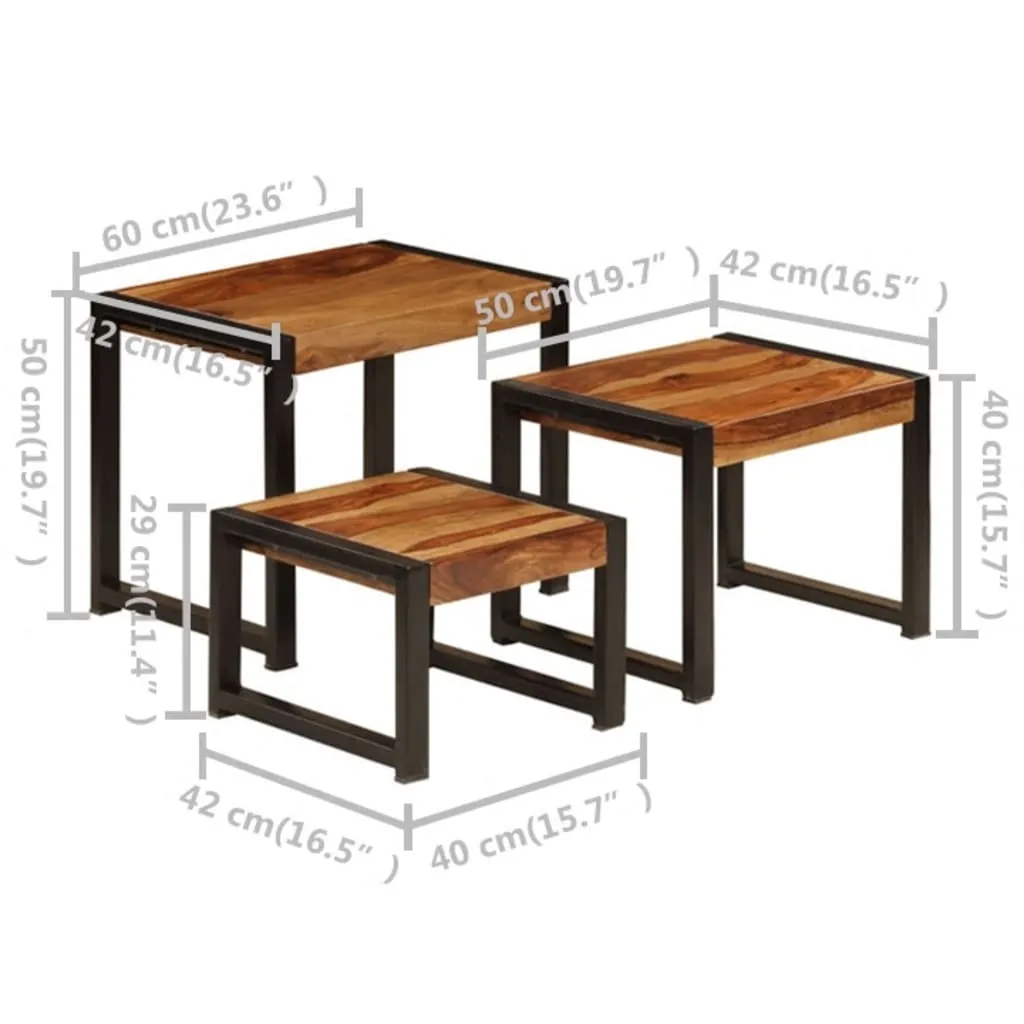 Nesting Tables 3 pcs Solid Sheesham Wood