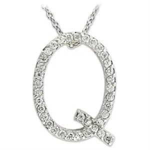 Rhodium Brass Pendant with AAA Grade CZ in Clear Shape Q Style 21616