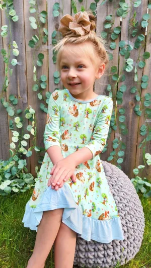 Tree House Party Ruffle Hi-Lo Twirling Dress (2T-6Y)