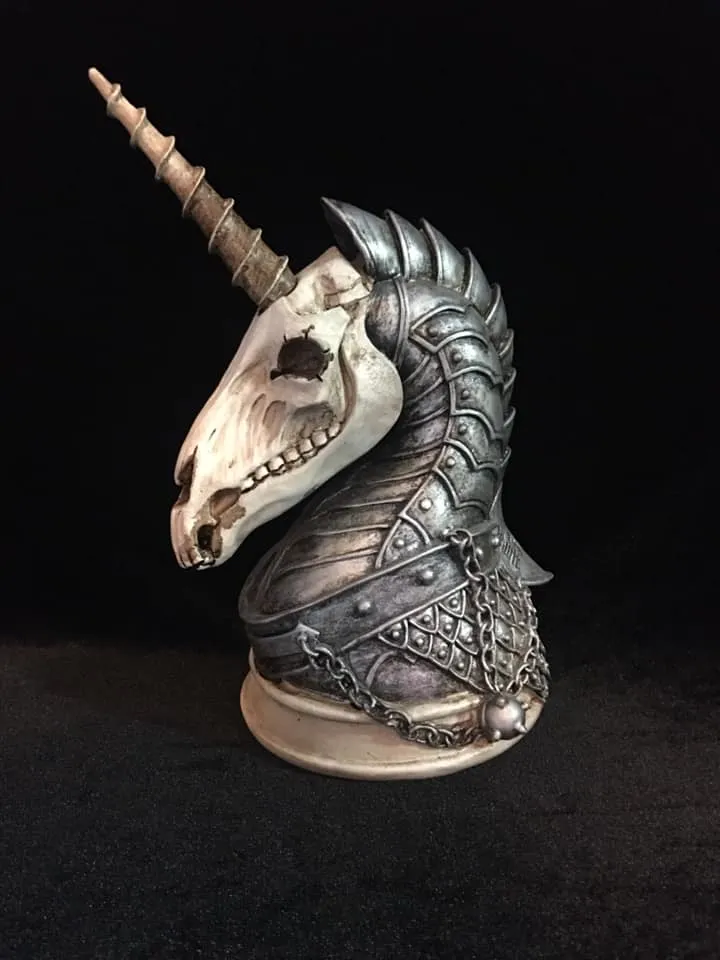 UNICORN WARHORSE SKULL - Desk Ornament